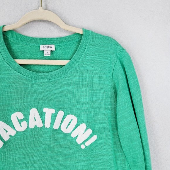 J Crew Womens Medium Green Cotton Vacation Crew Neck Pullover Lightweight Casual - Picture 3 of 12